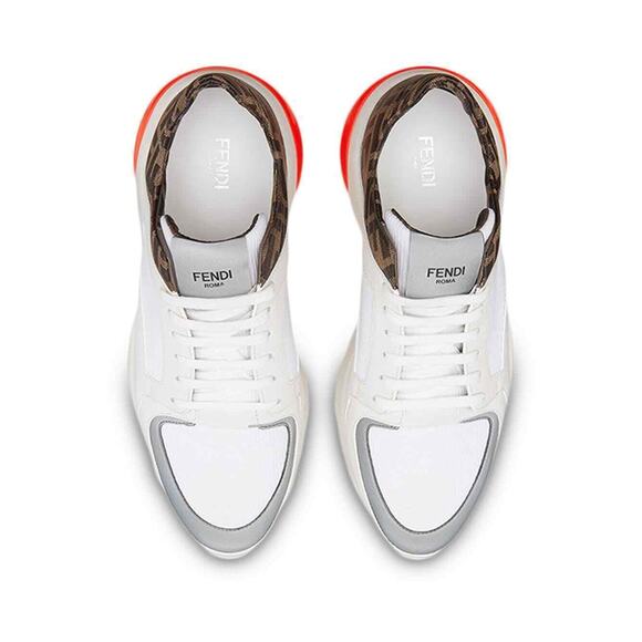 Fendi Mens White FF Technical Fabric Logo Sneaker Flat Trainer UK 7.5 US 8.5 - Picture 6 of 11